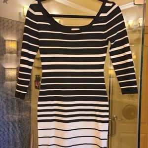 White and black striped dress